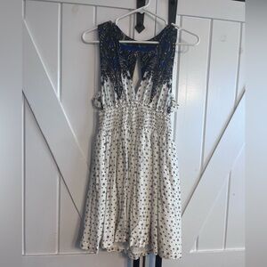 Floral White and Blue Dress Free People